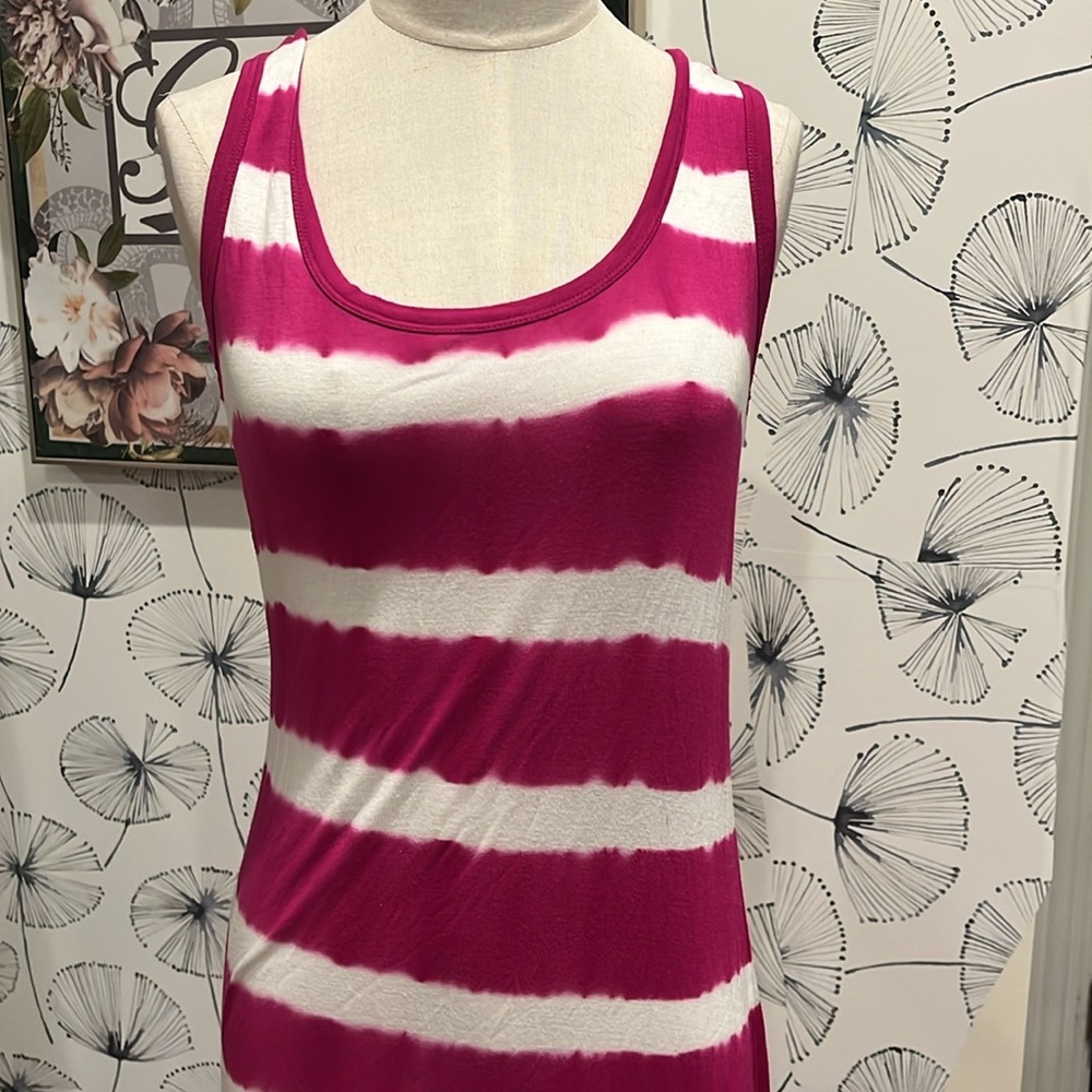 Calvin Klein 4 Pink and White Striped Maxi Dress - Picture 2 of 2